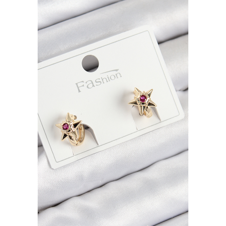 Pirinç Zirkon Taşlı Yıldız Model Gold Renk Çocuk Küpe 5886