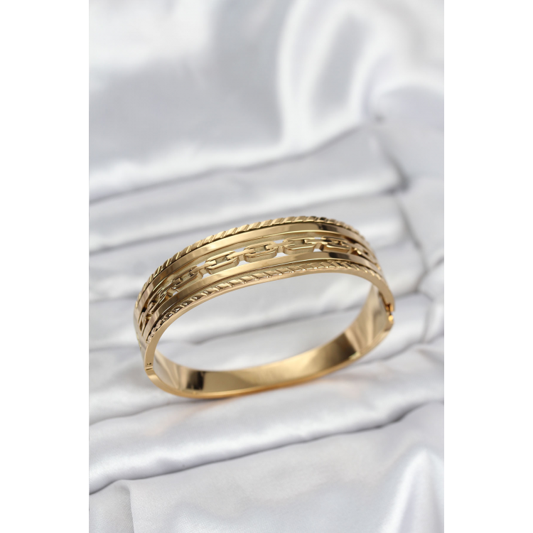 316L Çelik Gold Renk Vintage Model Kadın Kelepçe Bileklik 5886