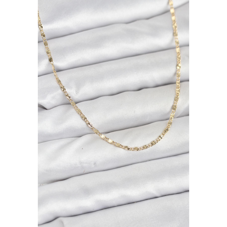 CM 14K Gold Renk Lazer İnce Zincirli Kadın Kolye 5886