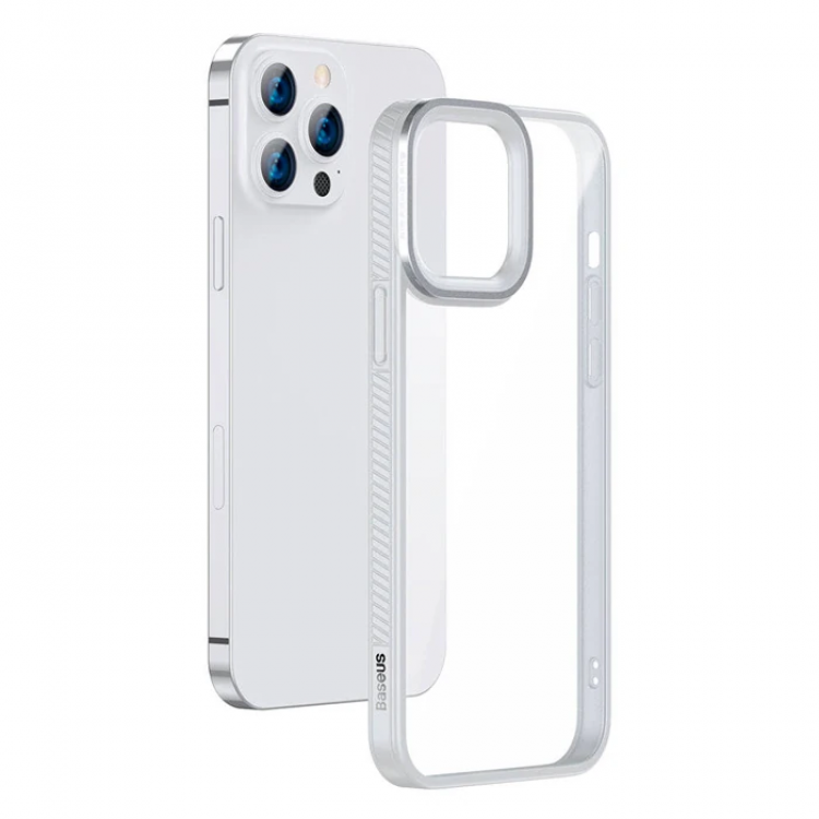 Baseus Crystal iPhone 13 Pro 6.1 Kılıf Jel Çerçeve Zırhlı Silikon Kılıf-(5775)