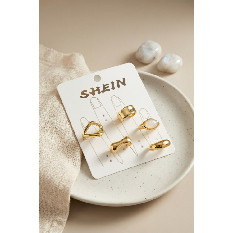 Gold Renk Pirinç Bohem Yüzük Kombini BYK4262 5886