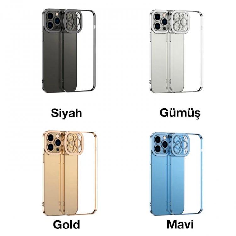 ALLY Fashion Series iPhone 11 Pro  Kılıf Renkli Kenar Lazer Çerçeveli Silikon Kılıf-(5775)