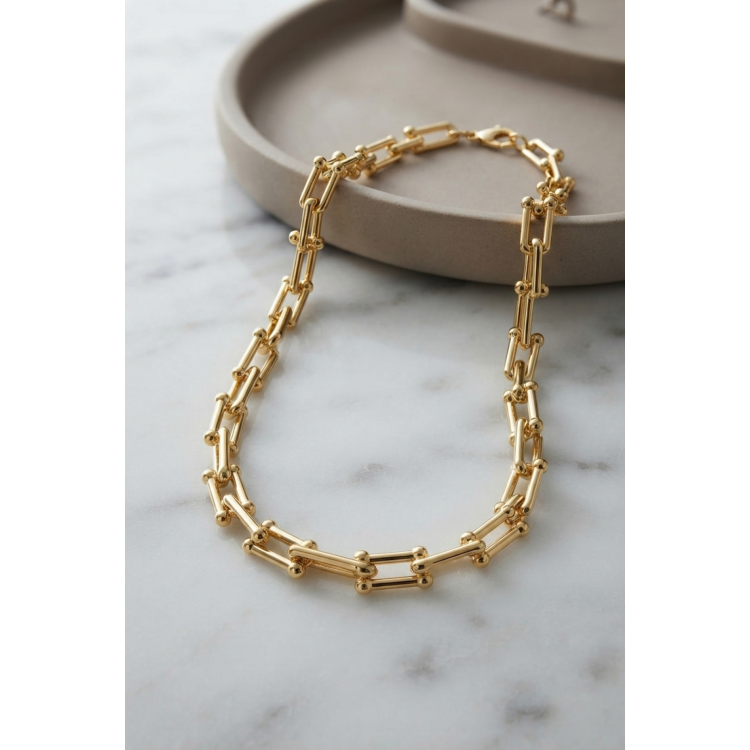 Gold Renk Pirinç Tifani Model Kadın Kolye 5886