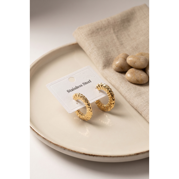 316L Çelik Gold Renk Yarım Halka Model Küpe 5886