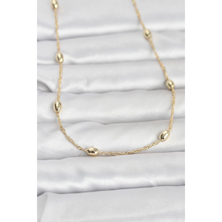 CM 14K Gold Renk Topçuklu Burgu Zincir Model 60 cm Kadın Kolye 5886
