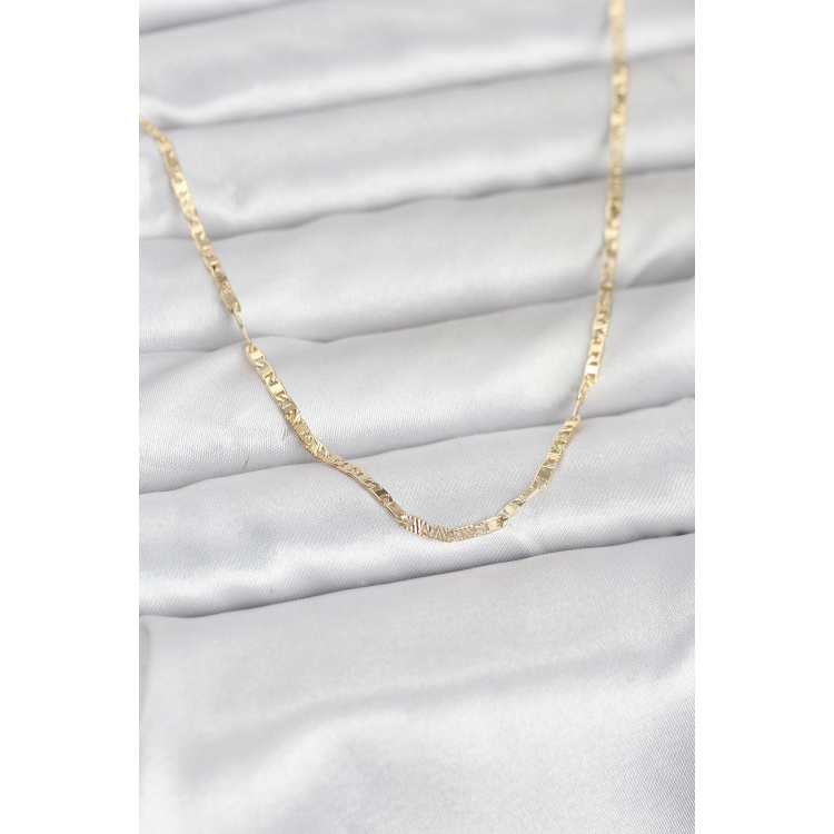 CM 14K Gold Renk Yassı Zincir Model 60 cm Kadın Kolye 5886