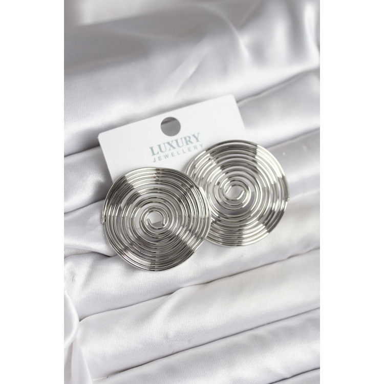 Pirinç Gümüş Renk Circle Model Kadın Küpe 5886