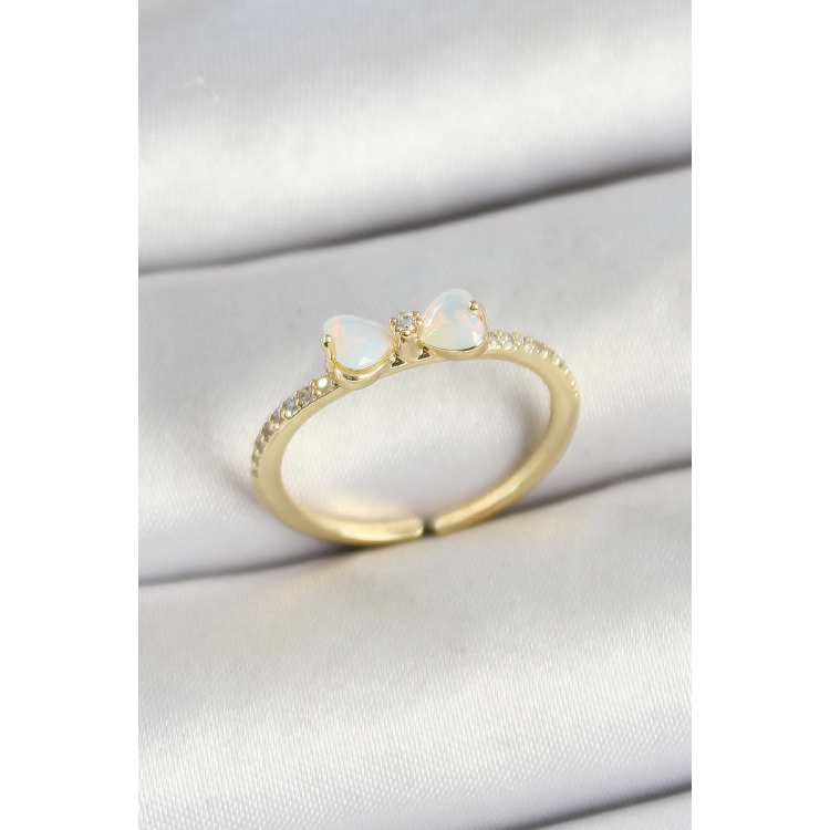 Pirinç Fiyonk Figürlü Zirkon Taşlı Gold Renk Ayarlanabilir Kadın Yüzük 5886