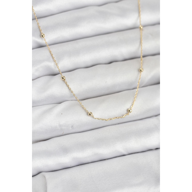 CM 14K Gold Renk Minik Top Zincirli Kadın Kolye 5886