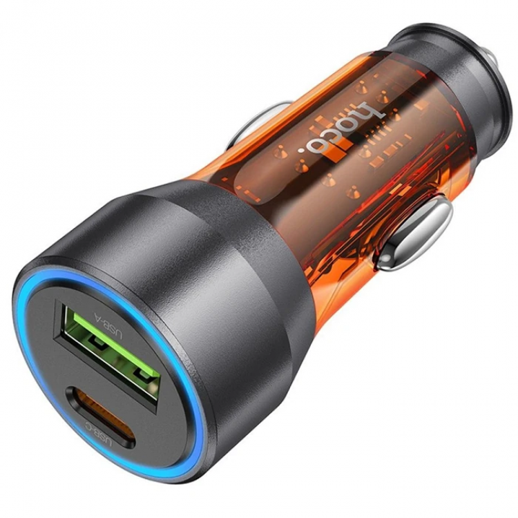 HOCO NZ12A Action PD43W USB + Type-C Hızlı Şarj Araç Çakmaklı Şarj Aleti-(5775)