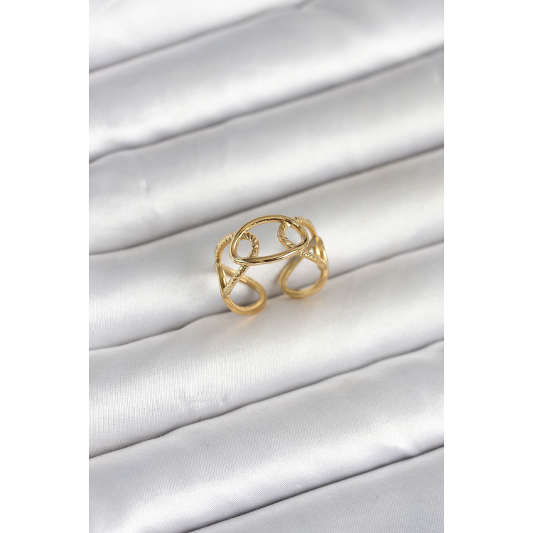 316L Çelik Gold Renk Zincir Model Kadın Yüzük 5886