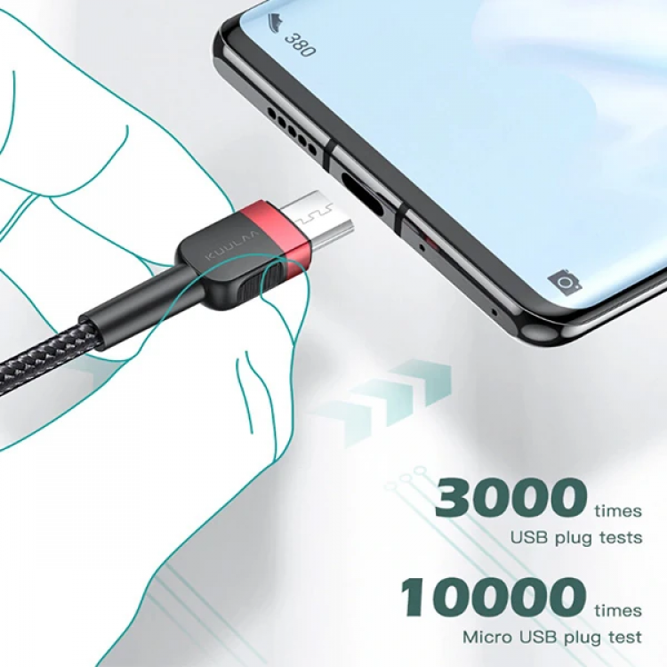 KUULAA Mikro Usb 3A Hızlı Şarj 0.50CM kısa Android Usb Şarj Kablosu-(5775)