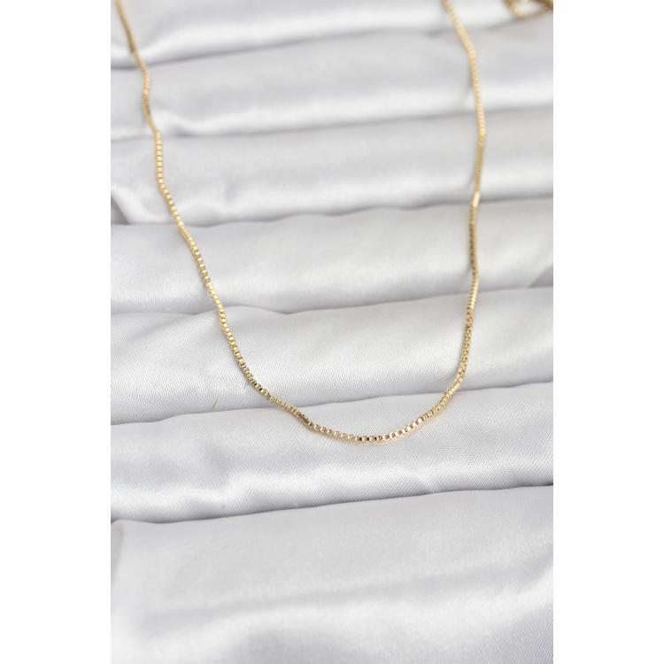 CM 14K Gold Renk İnce Kare Zincirli Model 60 cm Kadın Kolye 5886