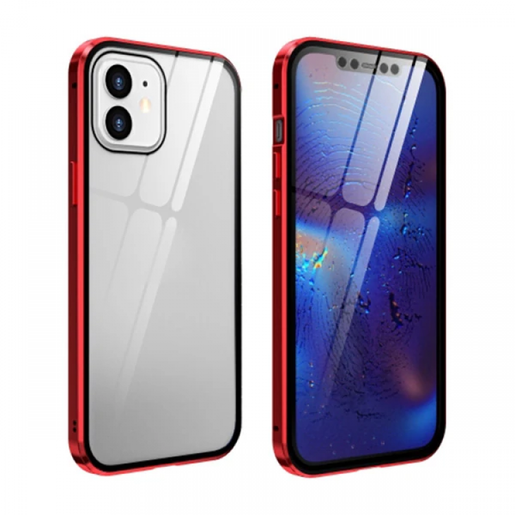 İPhone 12 Mıknatıslı 360 Derece Ön ve Arka Cam Full Korumalı Manyetik Kılıf-(5775)