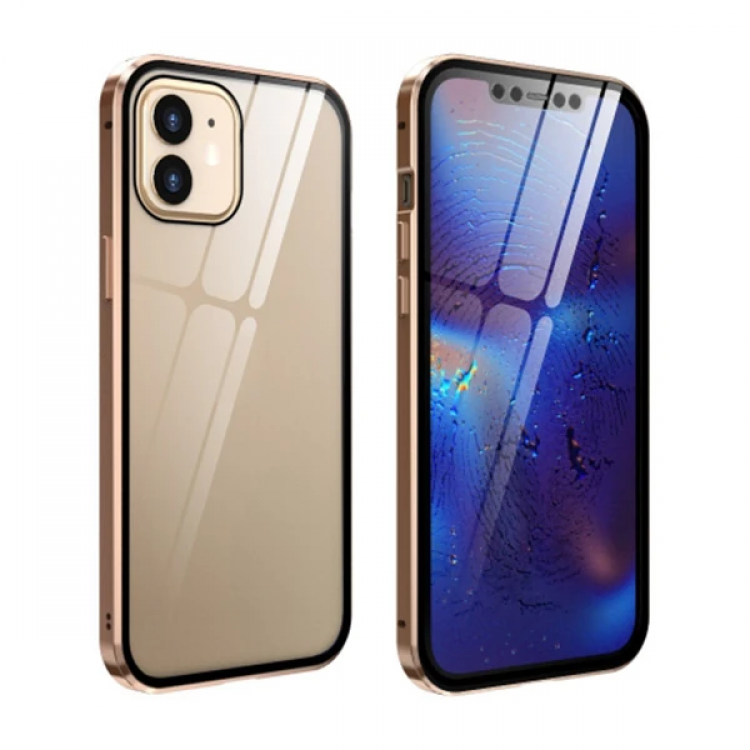 İPhone 12 Mıknatıslı 360 Derece Ön ve Arka Cam Full Korumalı Manyetik Kılıf-(5775)