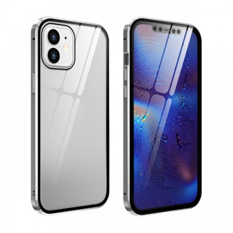 İPhone 12 Mıknatıslı 360 Derece Ön ve Arka Cam Full Korumalı Manyetik Kılıf-(5775)