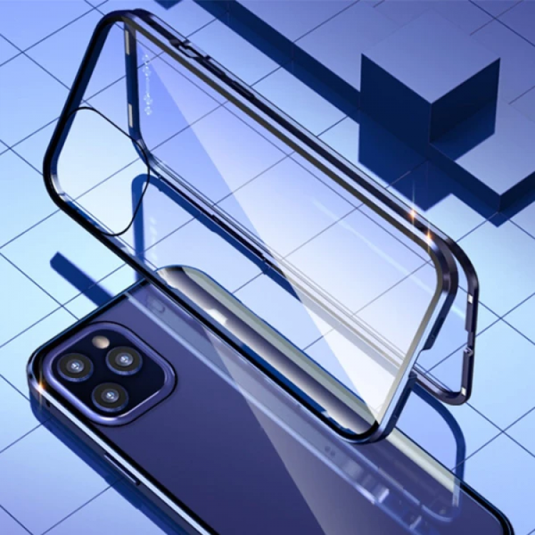 İPhone 12 Mıknatıslı 360 Derece Ön ve Arka Cam Full Korumalı Manyetik Kılıf-(5775)