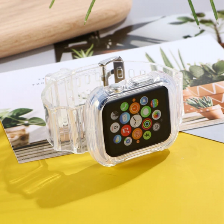 ALLY Apple Watch 6-SE-5-4 44mm / 3-2-1 42mm Kayış Kordon Kılıf Silikon-(5775)