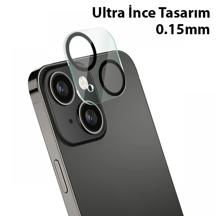ALLY İPhone 13-13 Mini 3D Full Tempered Glass Cam Kamera Koruyucu-(5775)