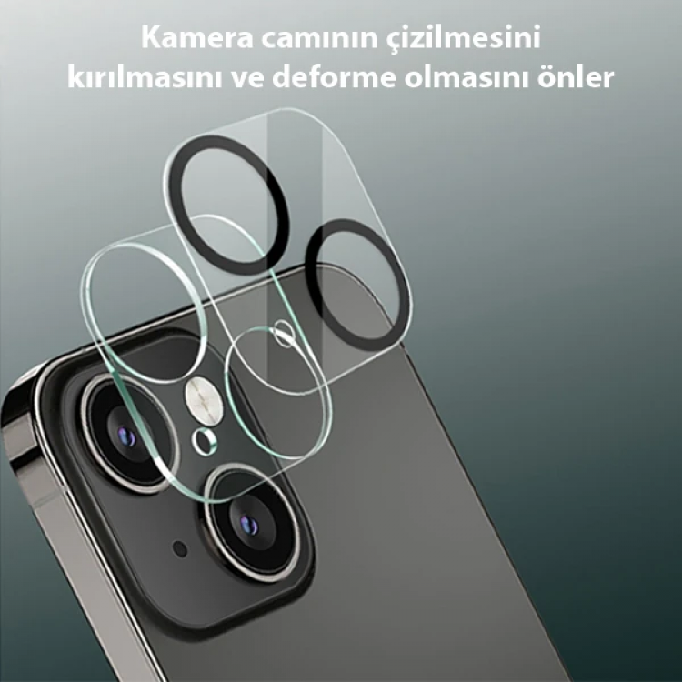 ALLY İPhone 13-13 Mini 3D Full Tempered Glass Cam Kamera Koruyucu-(5775)