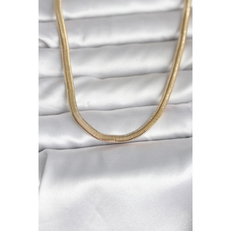 CM 14K Gold Renk Yassı Yılan Zincir Model 45 cm Kadın Kolye 5886