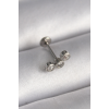 316L Çelik Gümüş Renk Zirkon Taşlı Tragus Piercing 5886