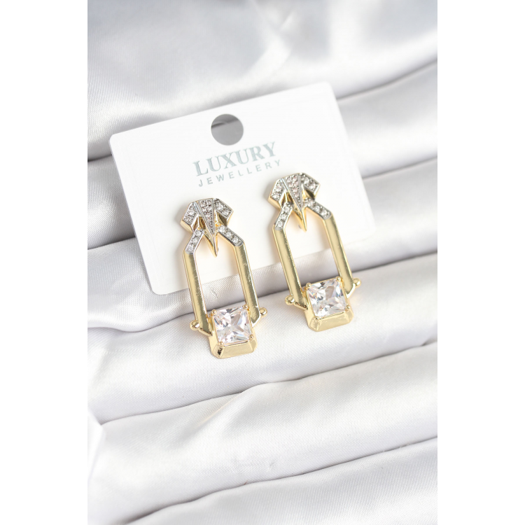 Pirinç Gold Renk Vintage Kadın Küpe 5886
