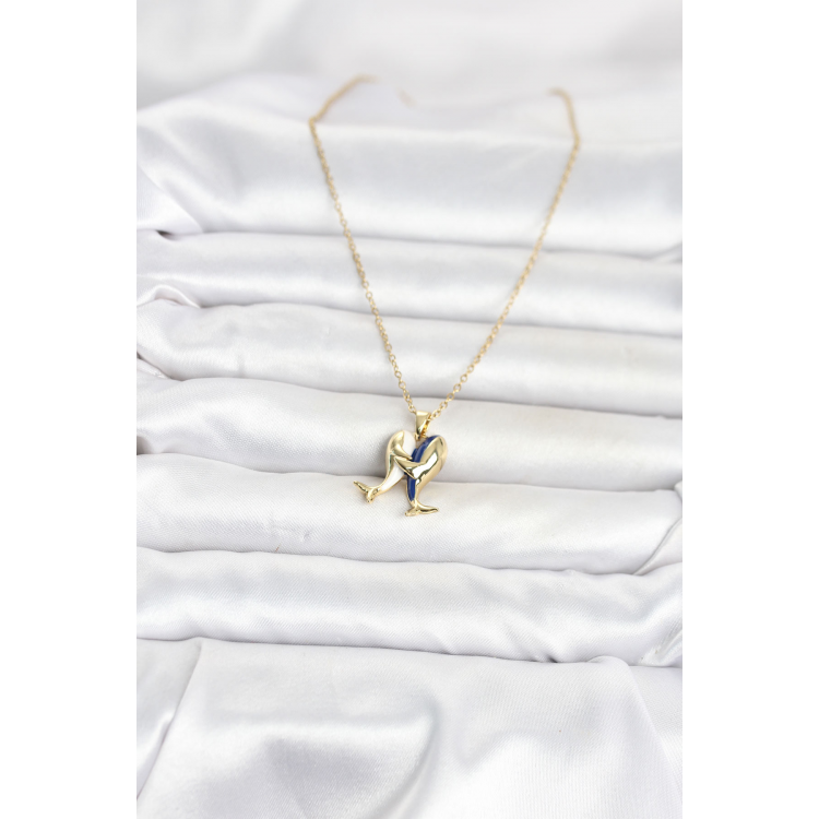 316L Çelik Zincir Gold Renk Dolphin Model Kadın Kolye 5886