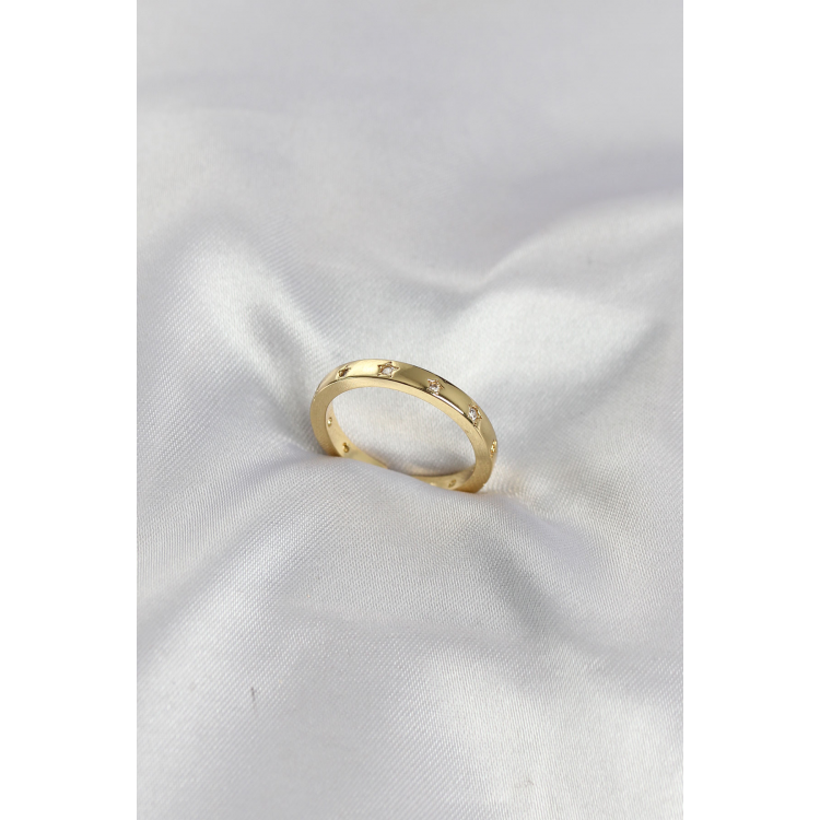 Pirinç Gold Renk Yıldız Detaylı Alyans Model Kadın Yüzük 5886