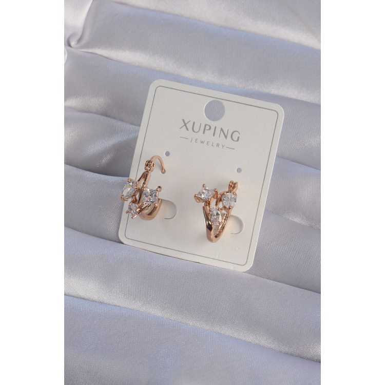 XUPİNG Rose Renk Zirkon Taşlı Halka Küpe 5886
