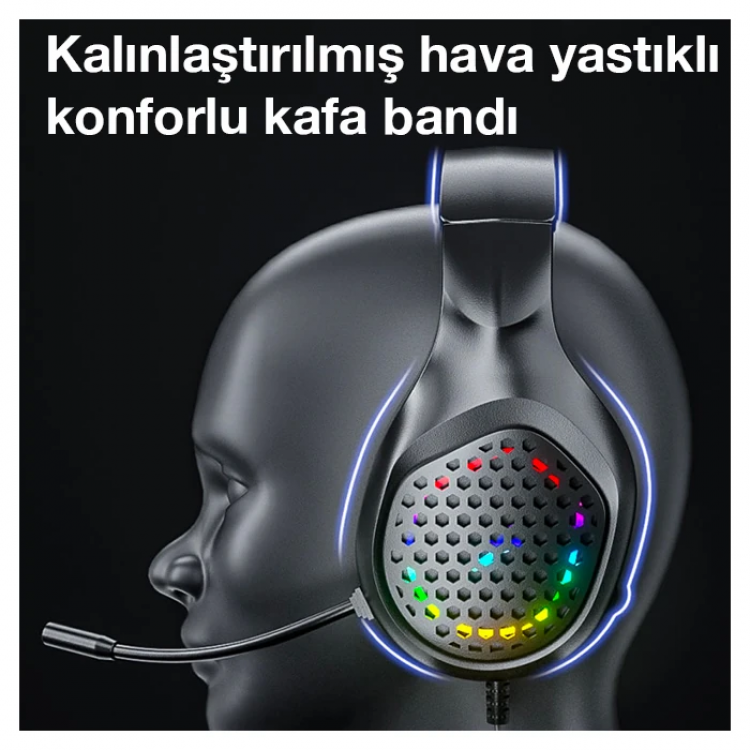 XMOWi R1 Gaming Mikrofonlu RGB Oyuncu Kulaklığı PC- Dizüstü  Ve Ps4-(5775)