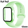 ALLY Apple Watch 4-5-6 44mm Silikon Kordon Kayış ve Ekran Koruyucu Kılıf-(5775)