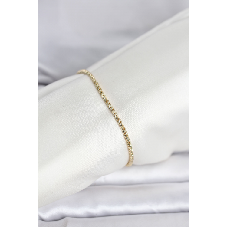 CM 14K Gold Renk Burgulu Zincir Model Kadın Bileklik 5886
