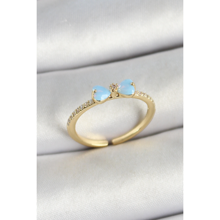 Pirinç Fiyonk Figürlü Zirkon Taşlı Gold Renk Ayarlanabilir Kadın Yüzük 5886