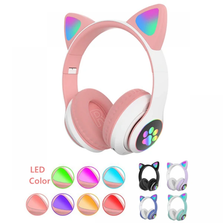 ALLY 23M Kedi Kulak Kulaküstü Bluetooth 5.0 Kablosuz Kulaklık Led Işıklı-(5775)