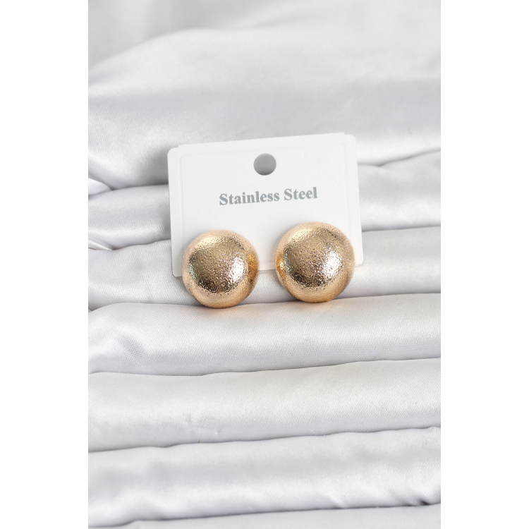 316L Çelik Gold Renk Top Model Kadın Küpe 5886
