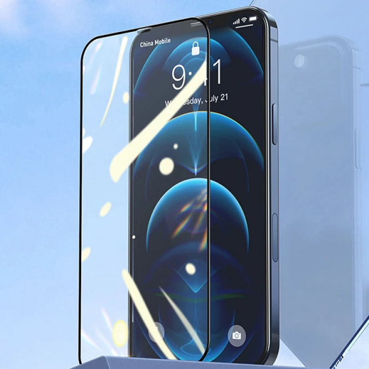 Baseus İPhone 12 Pro Max 6.7 Ekran Koruyucu 0.3MM Full Anti Blue Light Tempered Cam Ekran Koruyucu 2-(5775)