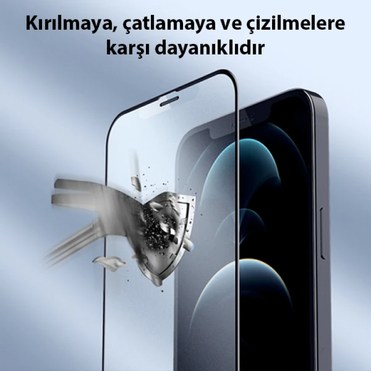 GOR iPhone 12-12 Pro 6.1 9D Hardening Tempered Full Cam Ekran Koruyucu-(5775)