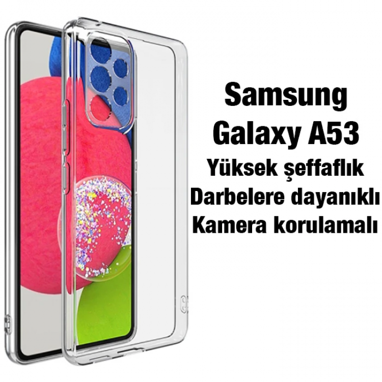 Ally SM Galaxy A53 5G Kılıf Kamera Korumalı Ultra İnce Şeffaf Silikon Kılıf-(5775)