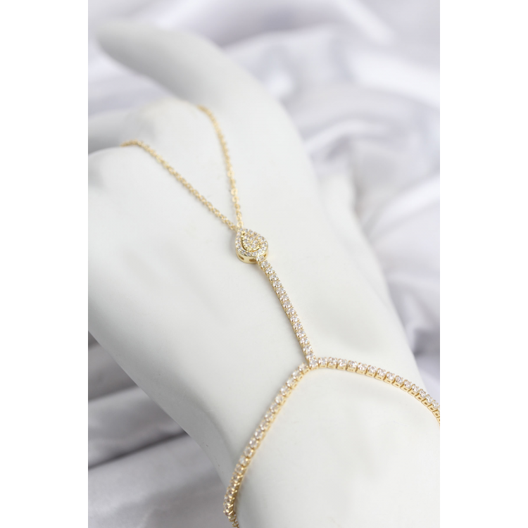 Gold Renk Pirinç Zirkon Taşlı Damla Model Şahmeran 5886