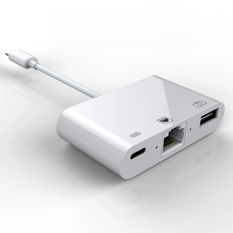 İPhone/İPad 3İN1 Ethernet RJ45 Ve Usb Kamera Adaptörü NK107-(5775)