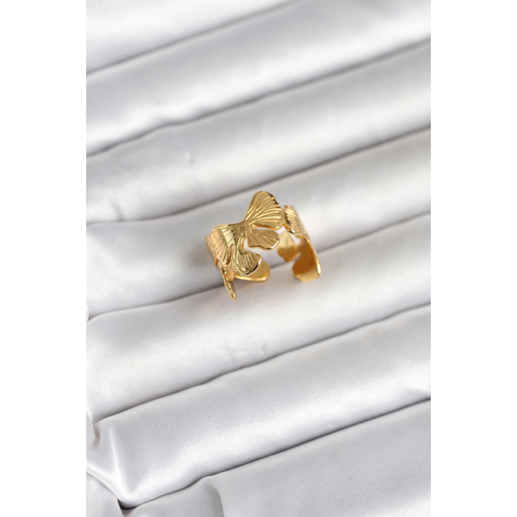 316L Çelik Gold Renk Lotus Model Kadın Yüzük 5886