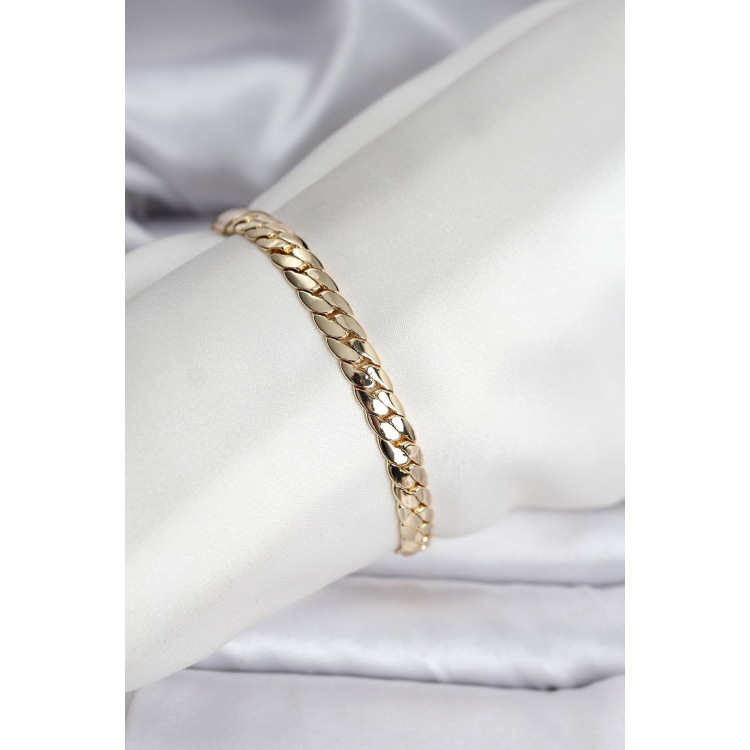 14K Gold Renk Kaplama Ezme Zincir Model Kadın Bileklik 5886