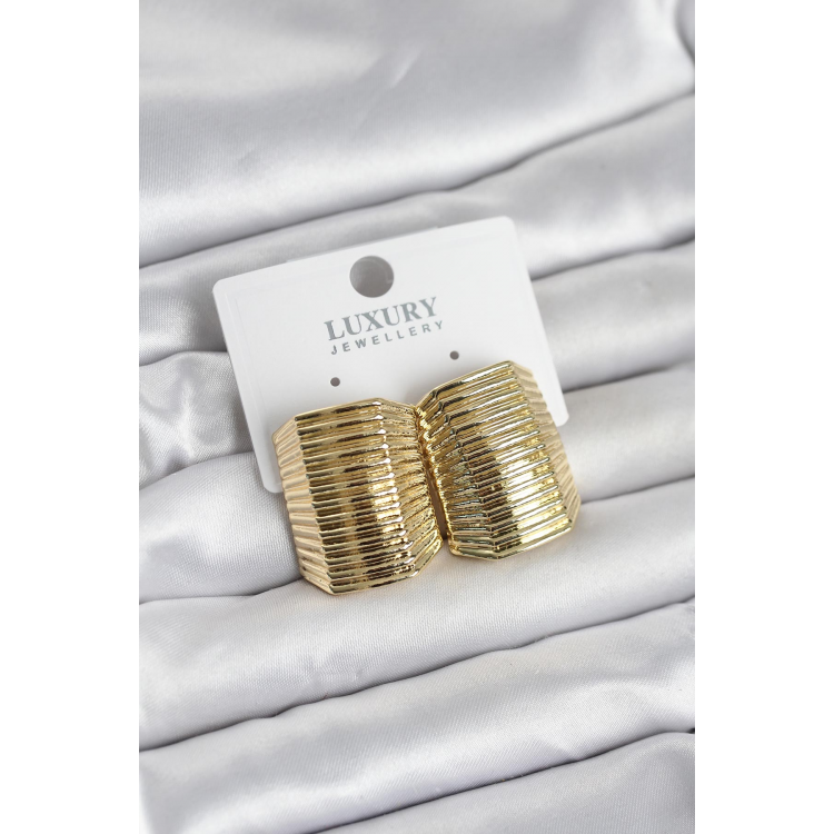 Gold Renk Pirinç Vintage Esintili Statement Küpe 5886