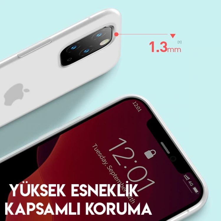 Baseus Jelly Liquid Silica Gel iPhone 11 Pro Max 6.5 Kılıf Şeffaf Sıvı Silikon Kılıf-(5775)