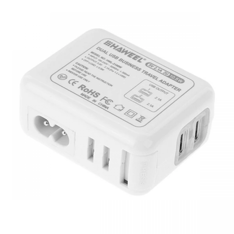 Haweel Universal Seyahat Şarj Adaptör İPhone Ve 1 Mikro Usb Şarj Kablosu Set-(5775)