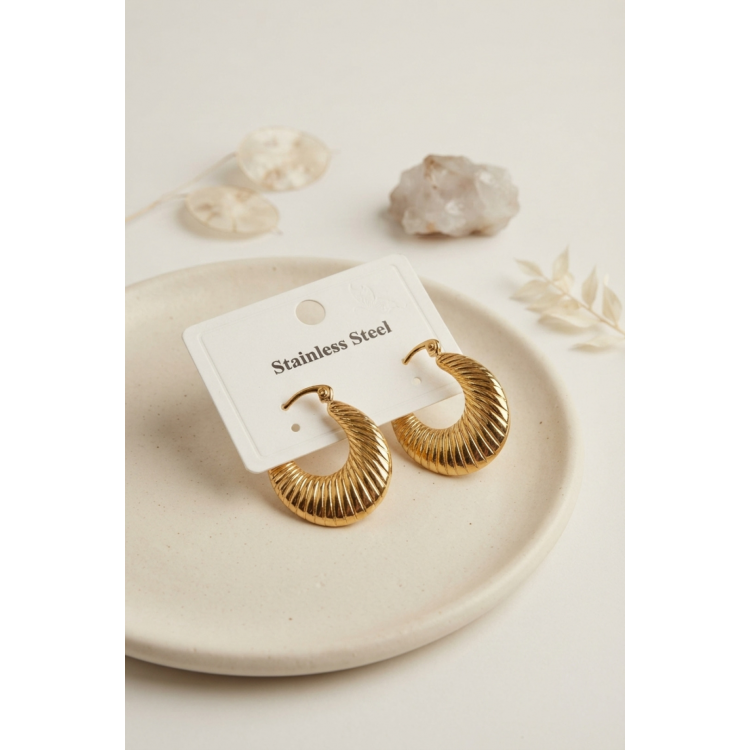 316L Çelik Gold Renk Halka Model Küpe 5886
