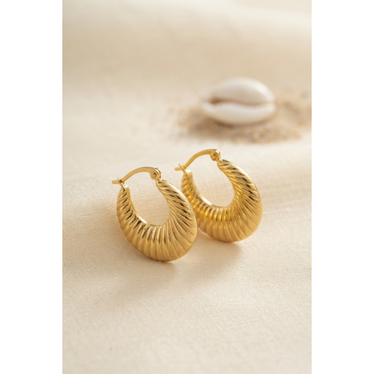 316L Çelik Gold Renk Halka Model Küpe 5886