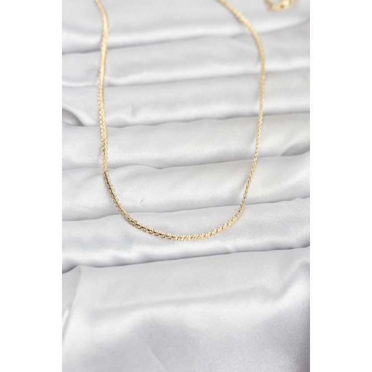 CM 14K Gold Renk Yassı Zincir Model 60 cm Kadın Kolye 5886