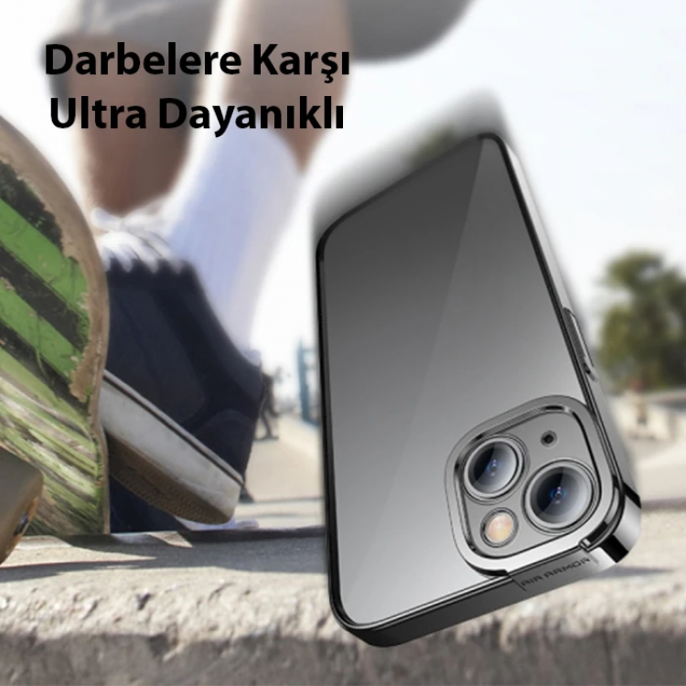 Baseus Glitter iPhone 14 6.1 Renkli Kenar Silikon Kılıf + Tempered Ekran Koruyucu Set-(5775)